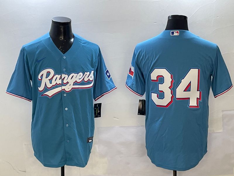 Men Texas Rangers #34 No Name Light Blue Game 2025 Nike MLB Jersey style 2->texas rangers->MLB Jersey